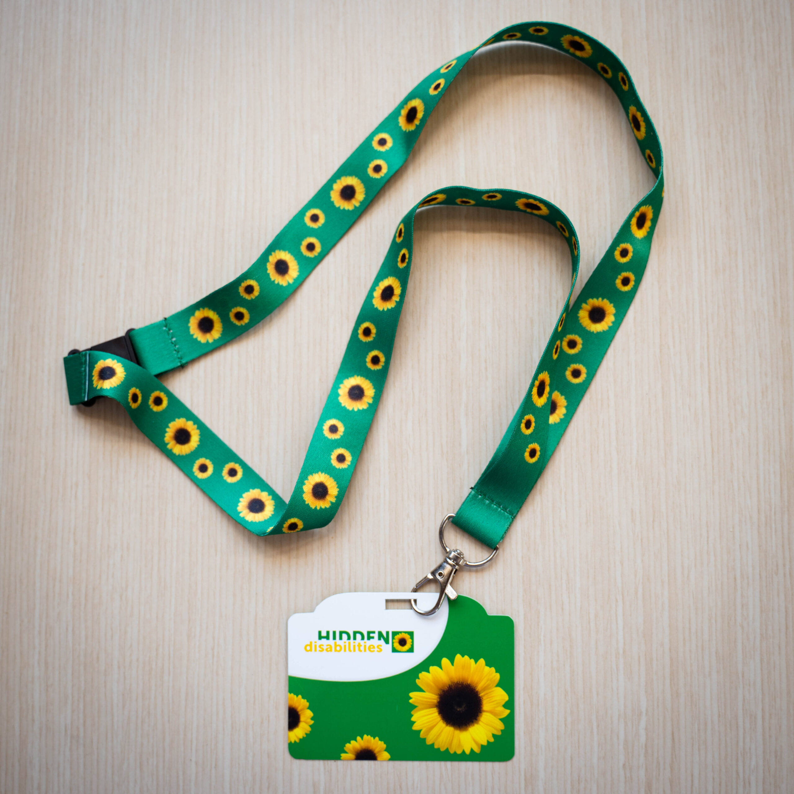 a hidden disabilities sunflower lanyard