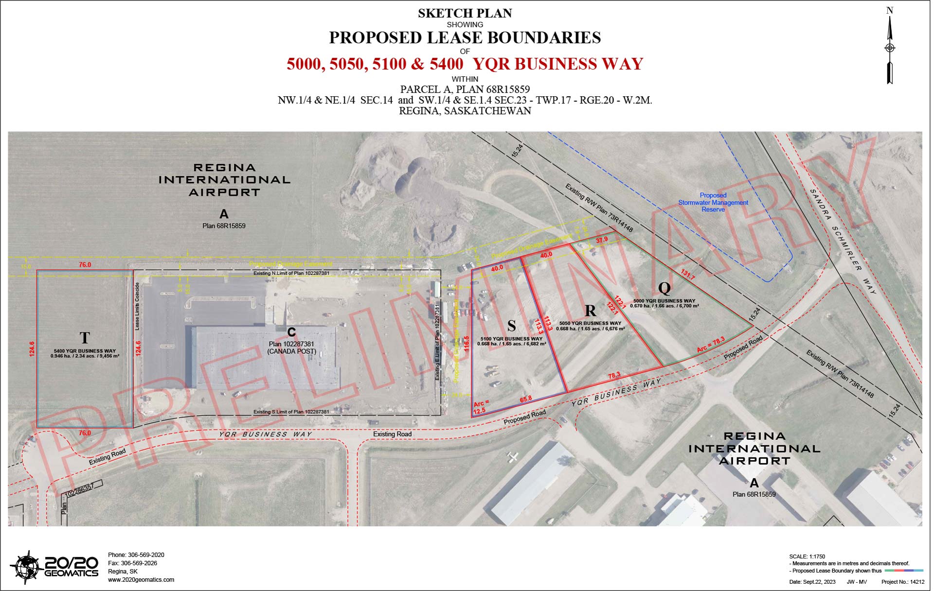 Overview of lease properties available north of YQR Business Way